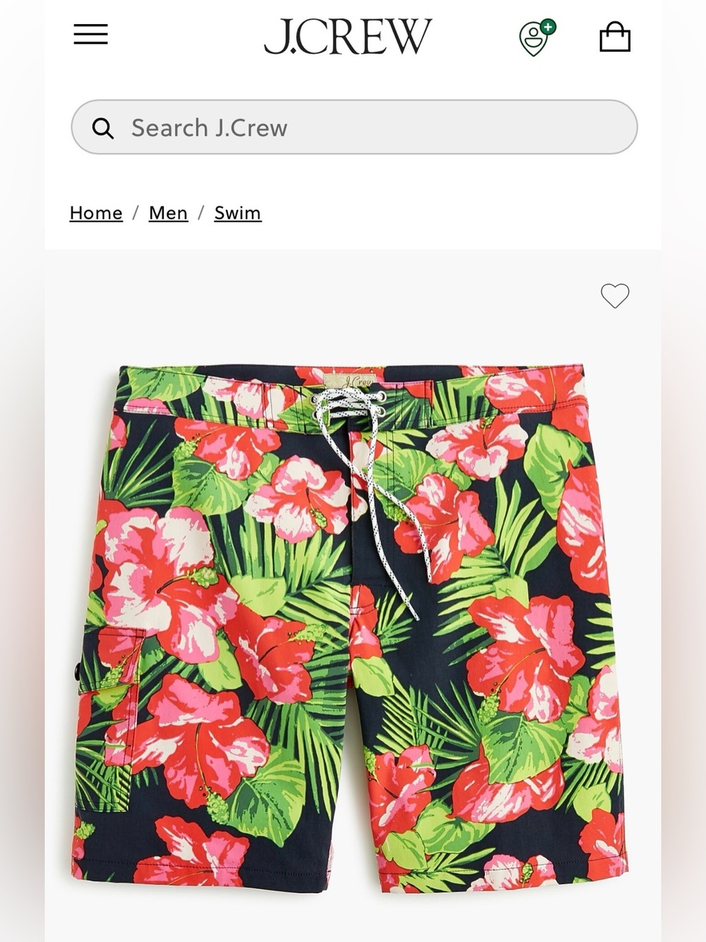 J. Crew Men’s Tropical Hibiscus 9" stretch eco board shorts Size 34